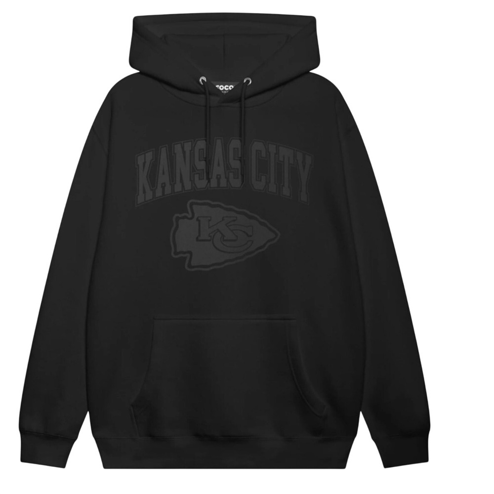 FOCO Kansas City Chiefs Hoodie Mens Medium Black Pullover NFL Logo Sweatshirt